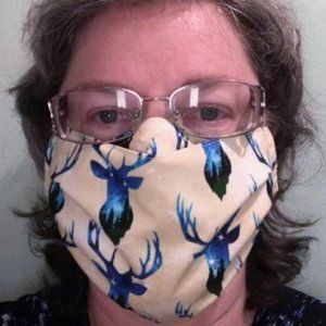 Dear Head Twilight on Gold Cotton mask w/polyp…